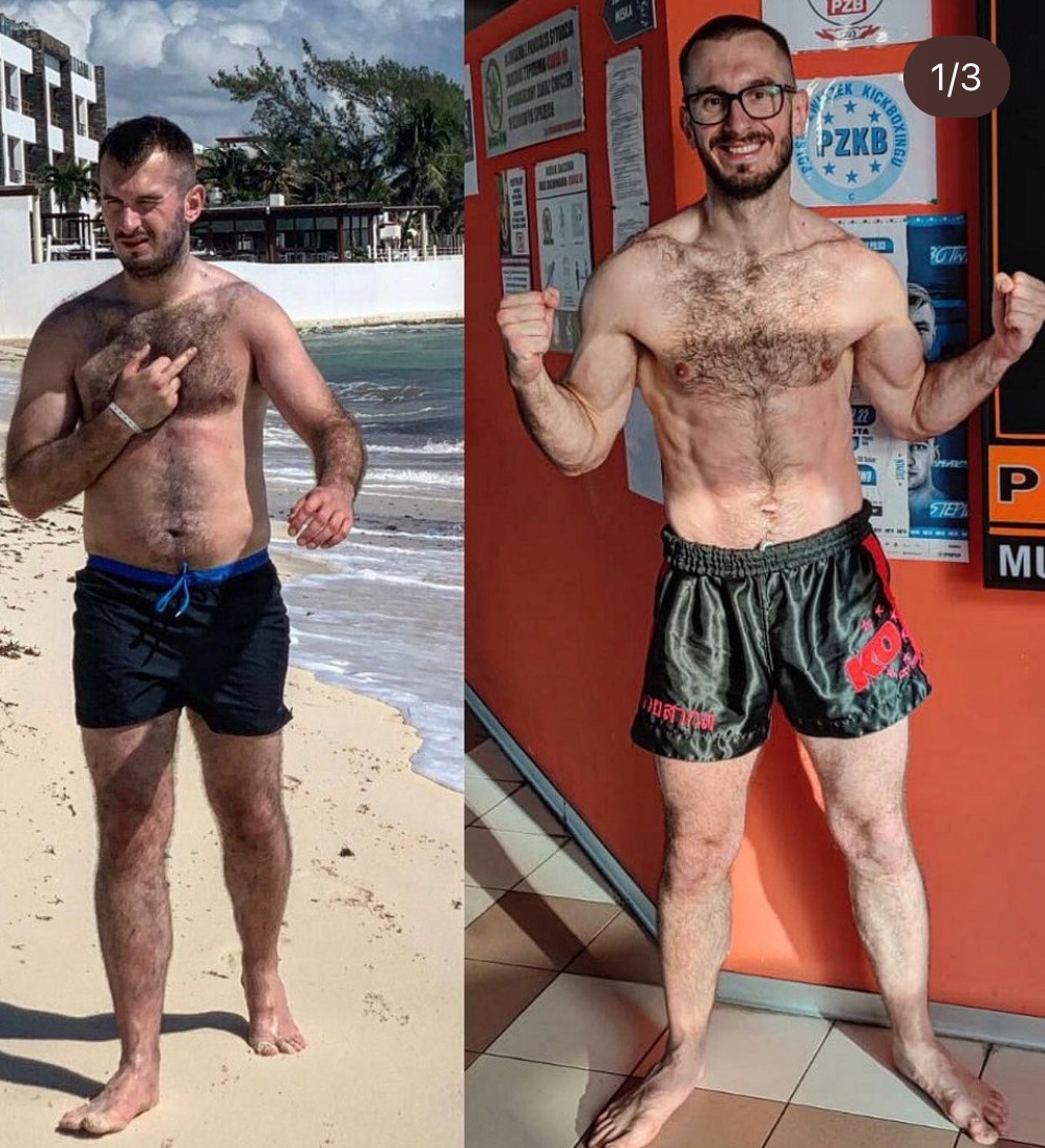5 miesięczna metamorfoza, redukcja tkanki tłuszczowej + przygotowanie treningowe do walki (kickboxing)