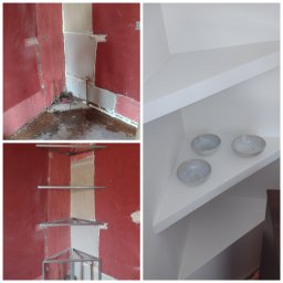 Półki w miejscu po demontażu pieca 