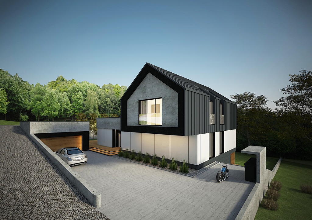 Nowoczesny dom w Krakowie wkomponowany w trudną działkę.