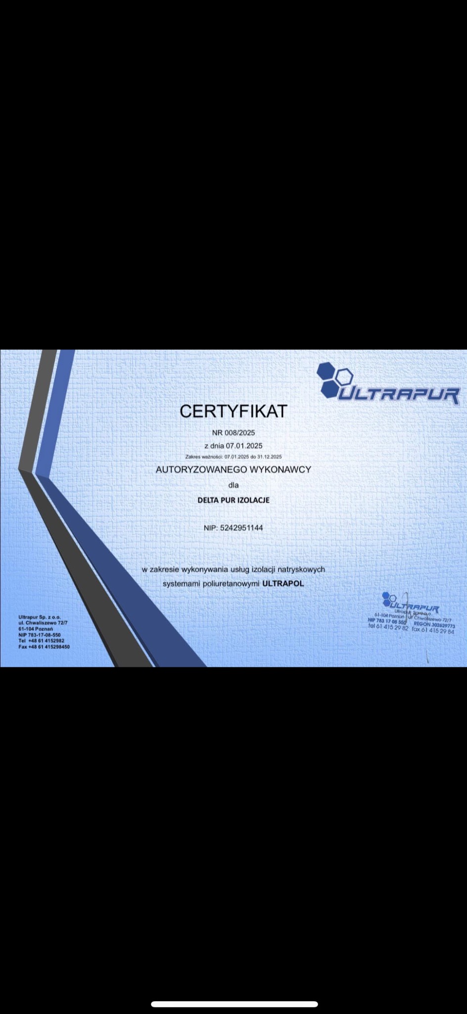 Jesteśmy Autoryzowanym Wykonawcą systemów natryskowych ULTRAPUR – gwarancja jakości i profesjonalizmu