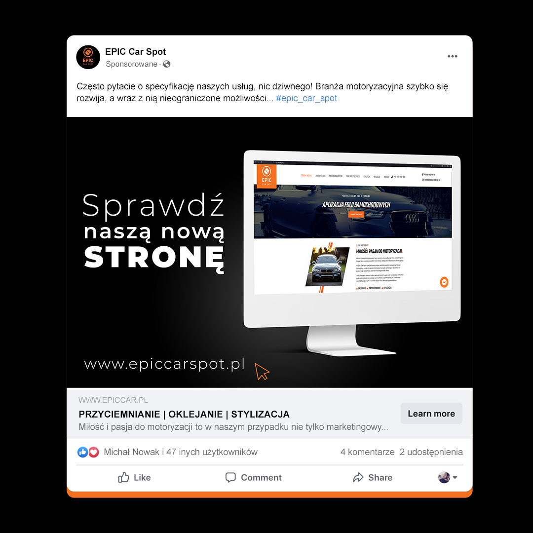 Wpis do Internetu- firma z branży motoryzacyjnej.