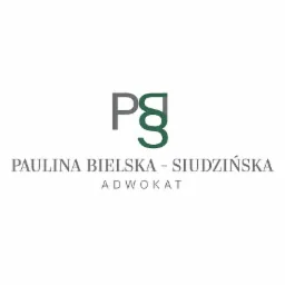 Logo kancelarii prawnej Paulina Bielska-Siudzińska z inicjałami PB w kolorach szarym i zielonym na białym tle.