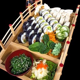 sushi mosty statki stoły ekspozycja bufet