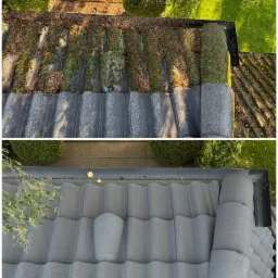 Malowanie dachu z dachówki betonowej, jaki ma 30 lat.