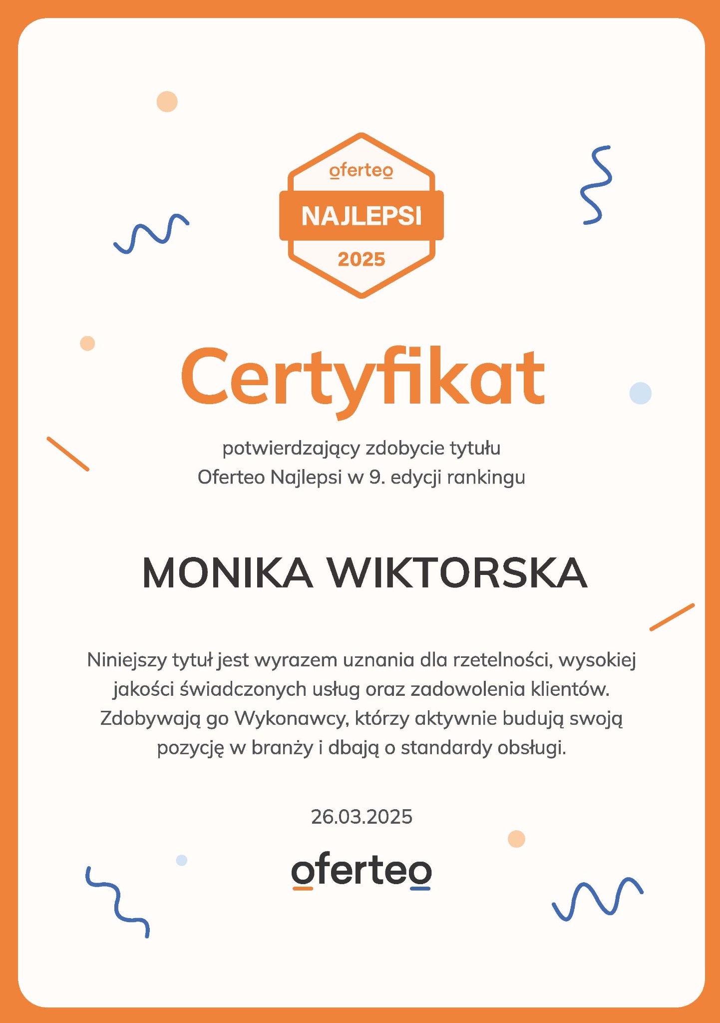 Dziękuję moim Klientom za zaufanie:)