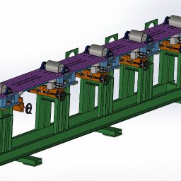 projekt samotoku hutniczego, który:
- zapewnia kontrolowany tor ruchu pręta,
- posiada regulowany prześwit dla różnych średnic wsadu
- działa w warunkach wysokiej temperatury i silnego zabrudzenia
- zmniejsza ryzyko uszkodzeń i podnosi bezpieczeństwo p