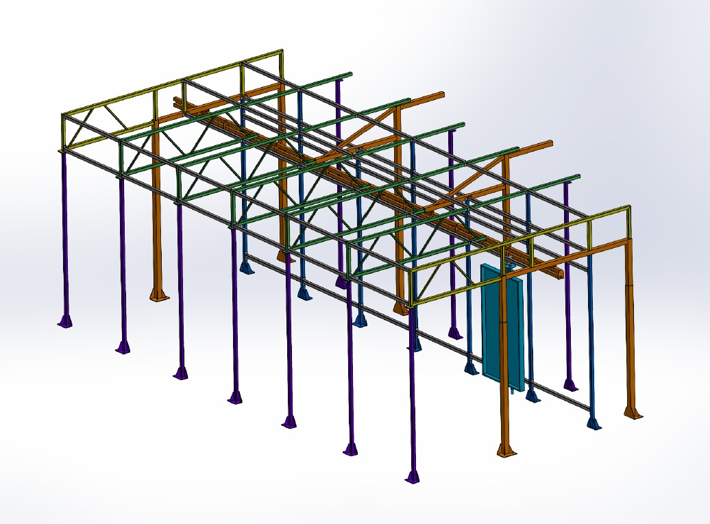 projekt lakierni stalowej z podwójnym sufitem do zainstalowania regulowanego odciągu