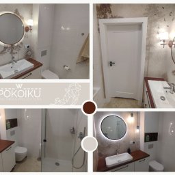 Dwie łazienki w jednym domu, jedna rodziców z odrobiną natury i druga nieco bardziej młodzieżowa. Dwie  inne a jednocześnie jakże spójne przestrzenie.