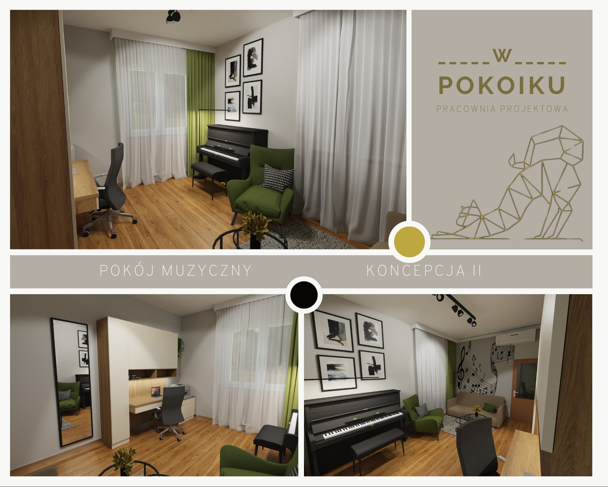 Pokój relaksu z miejscem do pracy w Olsztynie