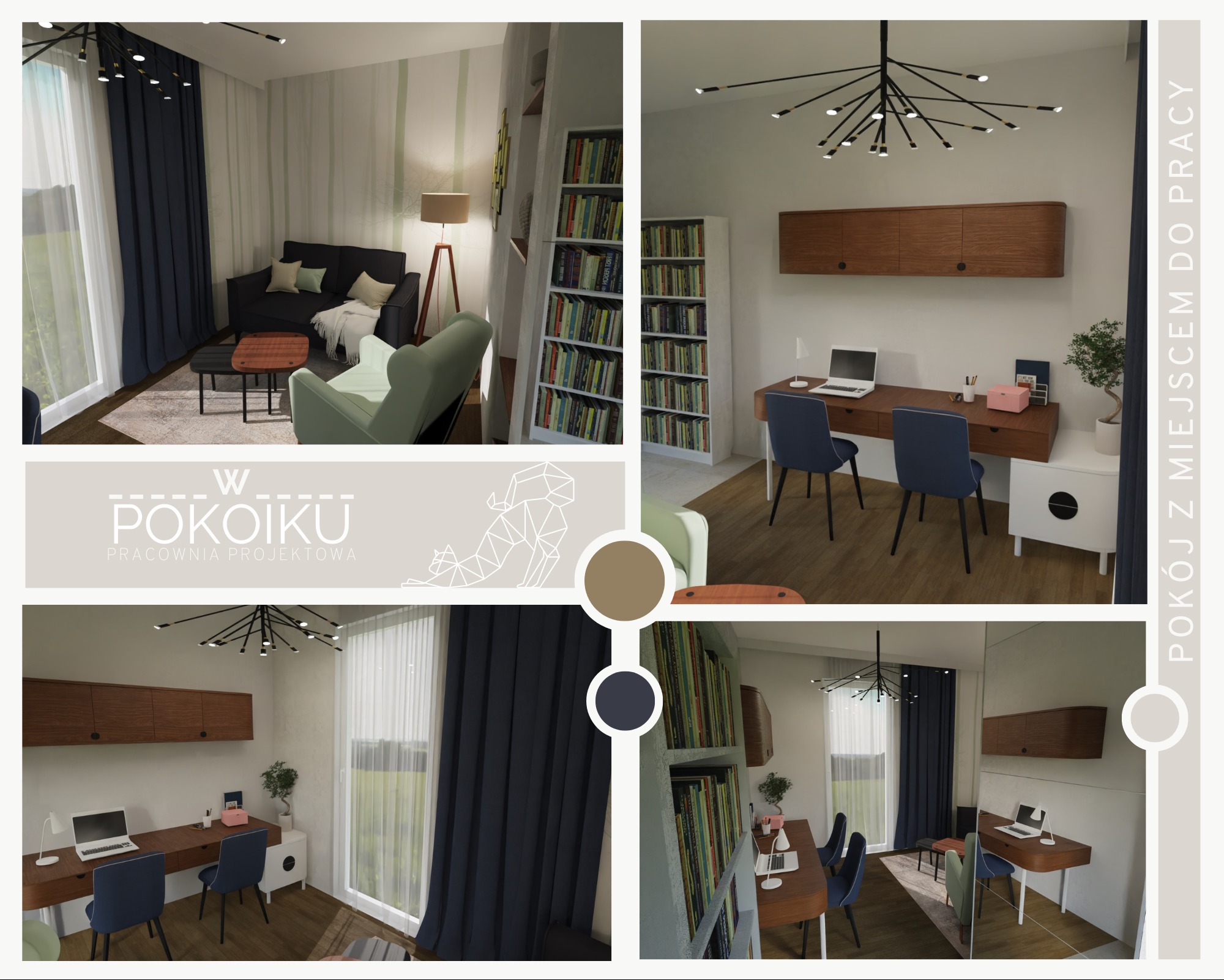 Mały pokoik w mieszkaniu nad jeziorem, w którym można odpocząć i zrelaksować się a także zanurzyć w wir pracy.