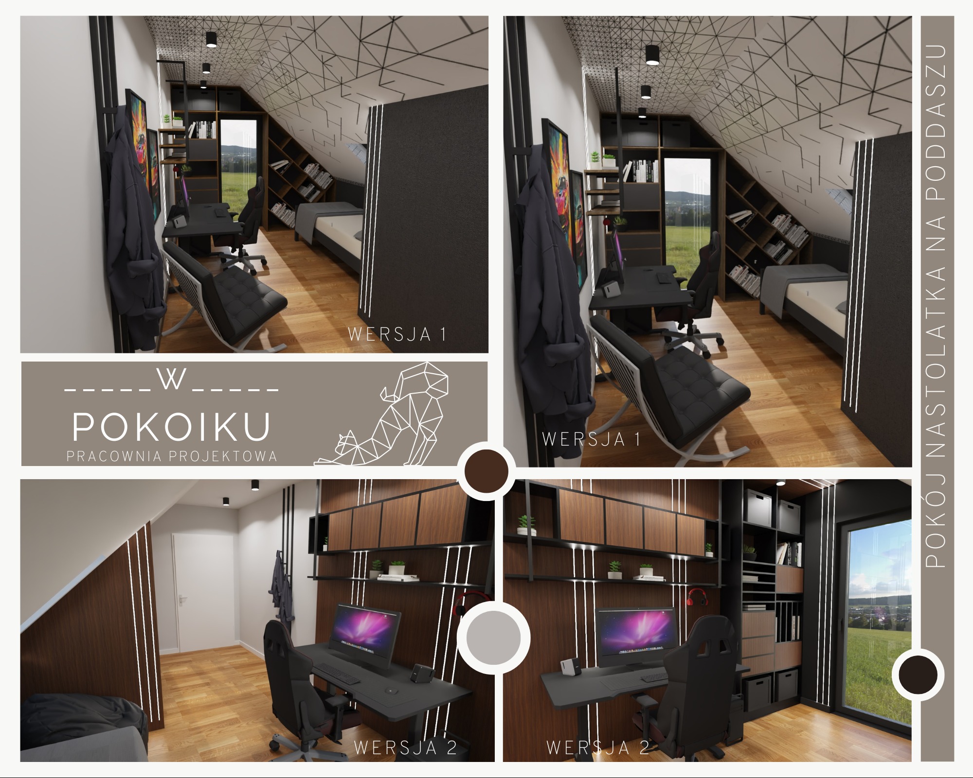 Pokój nastolatka na poddaszu