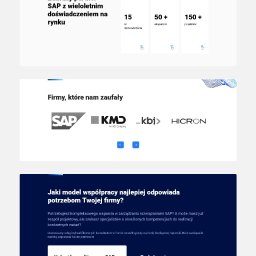 migomedia (od 2009) - Strona internetowa firmy technologicznej Ensis Technology z nagłówkiem 'Pomagamy w transformacji cyfrowej biznesu', prezentująca usługi konsultingowe SAP i body leasing.