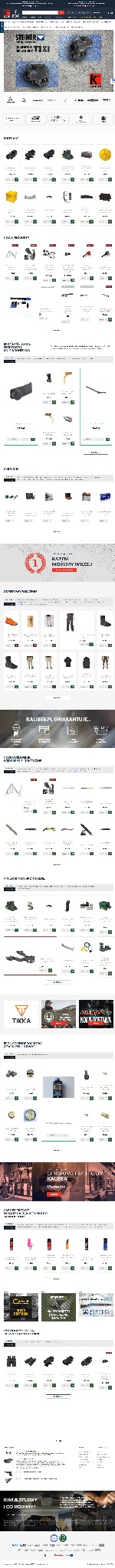 Fragment strony internetowej sklepu z akcesoriami myśliwskimi, prezentujący ofertę lunet celowniczych i innych produktów z branży.