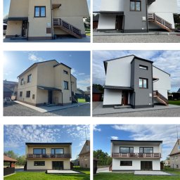 W powyższym projekcie wykonaliśmy: 
-Odgrzybianie elewacji
-Obróbka szpalet drzwi i okien 
-Malowanie farbą silikonową 
-Tynkowanie opaski cokołowej