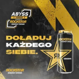 Grafika przygotowana na social media dla Rockstar Energy.