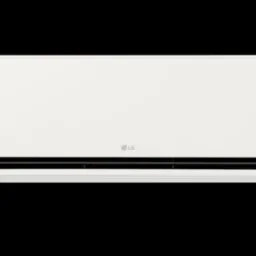 Klimatyzator LG z widocznym logo, biała obudowa na czarnym tle. Montaż klimatyzacji w Krakowie - przykład realizacji.