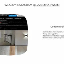 Zrzut ekranu profilu Instagram @razem.na.swoim, prezentujący posty z wnętrzami domu, liczbę obserwujących i opis profilu.