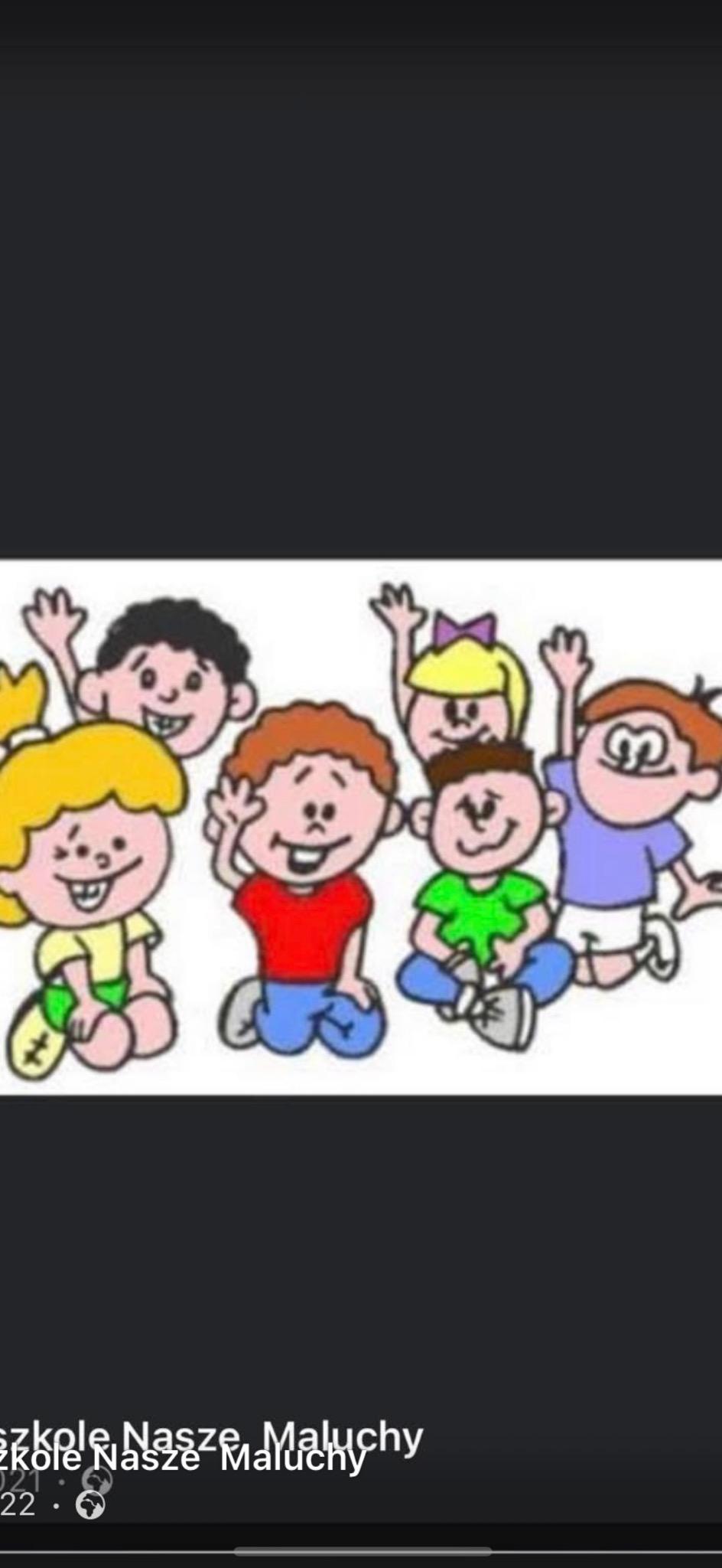 Kolorowa grafika z uśmiechniętymi dziećmi machającymi rękami, wesoła ilustracja, żłobek.