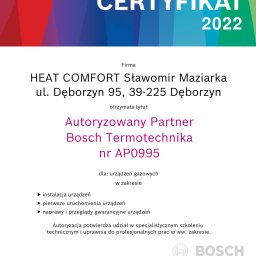 Autoryzowany certyfikat kotłów gazowych Bosch 2022
