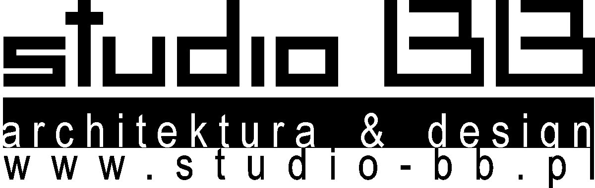Logo firmy Studio BB Architektura & Design z adresem strony www.studio-bb.pl, czarne litery na białym tle.
