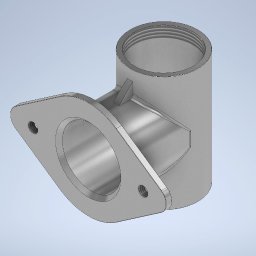 3FX - Model 3D stalowego łącznika rurowego z kołnierzem mocującym, widoczne gwintowanie wewnętrzne.