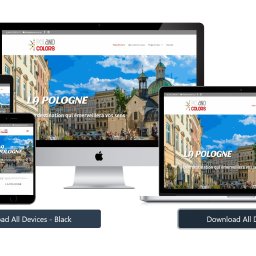 Alfa Art Barbara Róg-Pająk - Responsywna strona internetowa o tematyce turystycznej prezentowana na monitorze, laptopie, tablecie i smartfonie, z widocznym logo firmy w lewym górnym rogu.