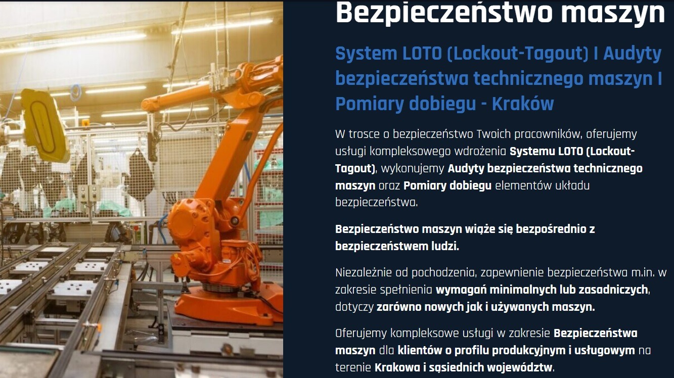 System LOTO (Lockout-Tagout) I Audyty bezpieczeństwa technicznego maszyn I Pomiary dobiegu - Kraków