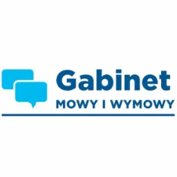 Logo firmy Gabinet Mowy i Wymowy z dwoma błękitnymi dymkami dialogowymi po lewej stronie.