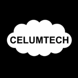 Logo firmy Celumtech w kształcie chmury na czarnym tle.