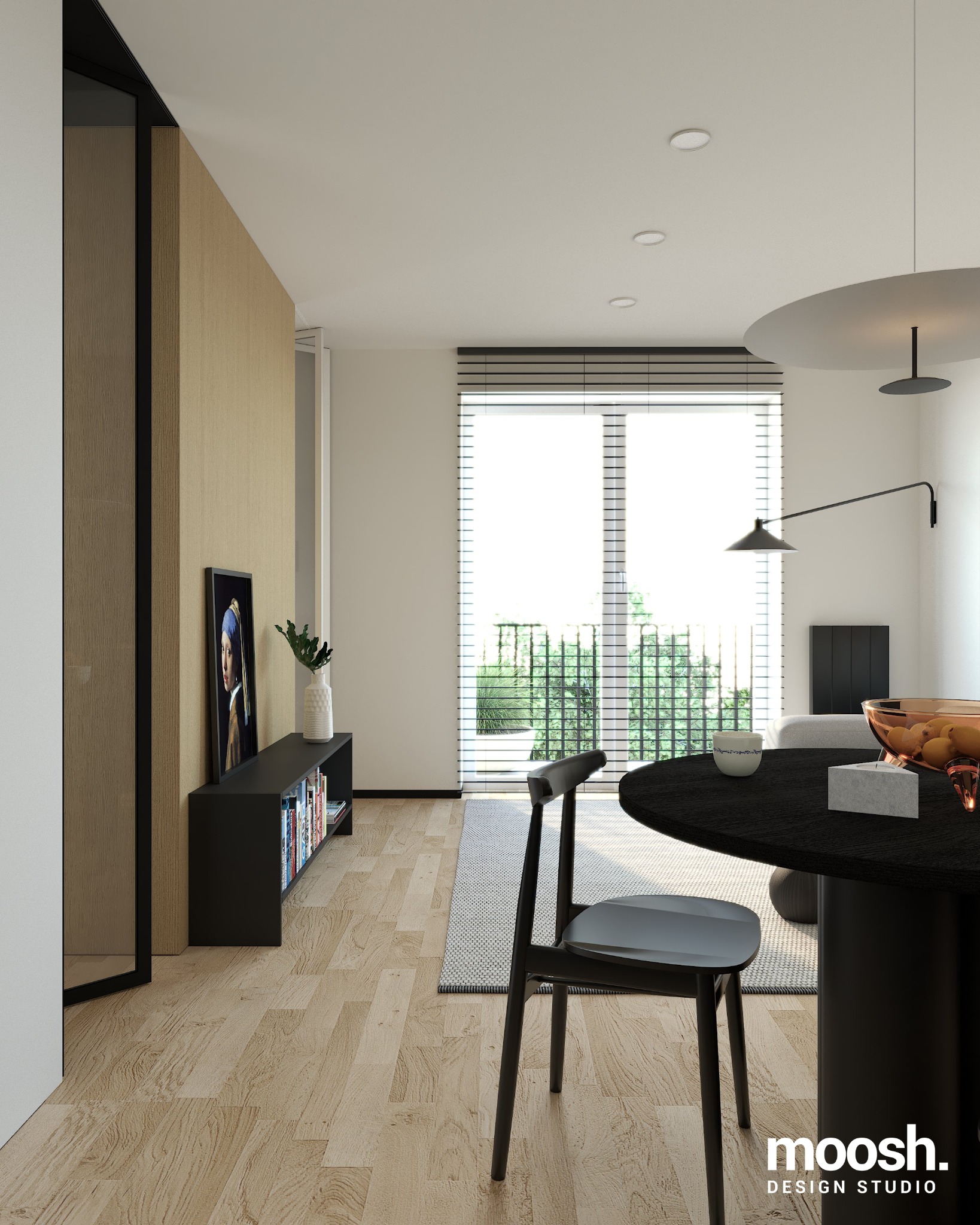 Projekt mieszkania na poznańskiej Wildzie - widok na część dzienną