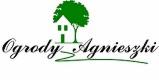 Logo firmy Ogrody Agnieszki z zielonym symbolem domu z drzewem