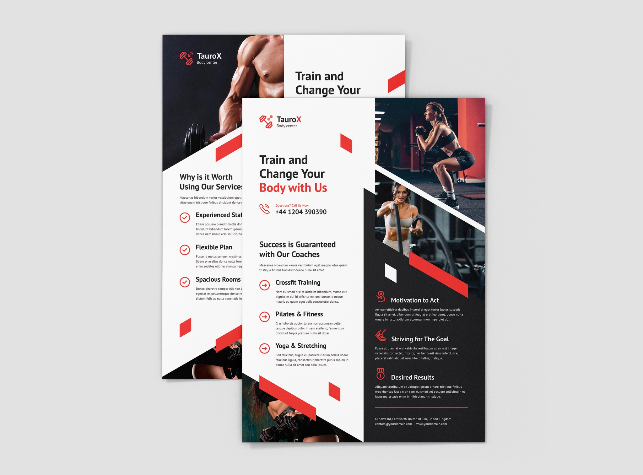 Ulotka A4 zaprojektowana dla siłowni lub trenera personalnego.