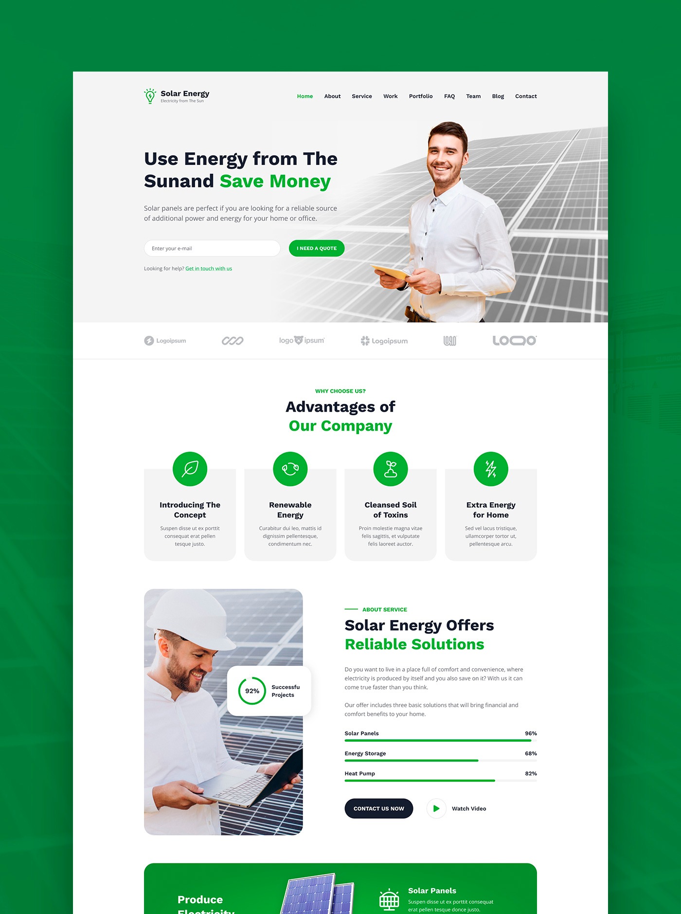 Strona internetowa/Landing Page dla firmy instalacyjnej fotowoltaikę i pompy ciepła