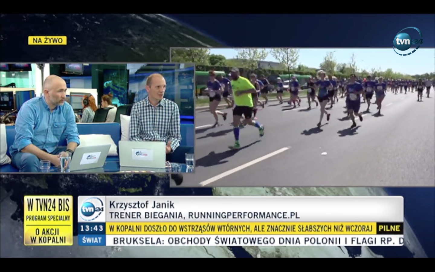 Trener Krzysztof Janik ekspertem w TVN24 podczas biegu Wings for Life.