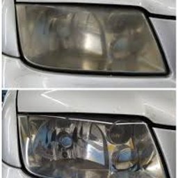 MYJNIA STARS CAR - Reflektor samochodowy przed i po czyszczeniu w Lublinie, widoczna znacząca poprawa przejrzystości.