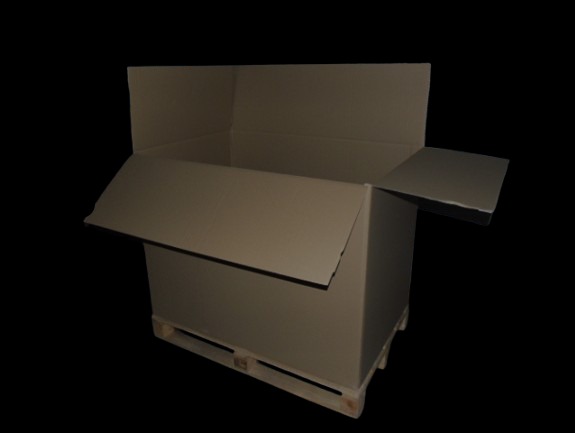 Kartonopalety - pudła wymiarem dostosowane do palet drewnianych.