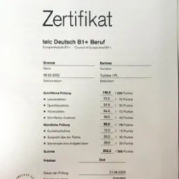 Certyfikat językowy Telc Deutsch B1+ Beruf