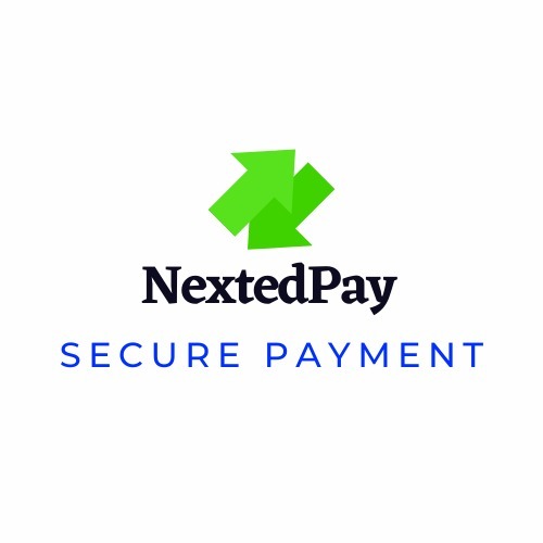 Logo NextedPay z zielonymi strzałkami i napisem Secure Payment na białym tle.