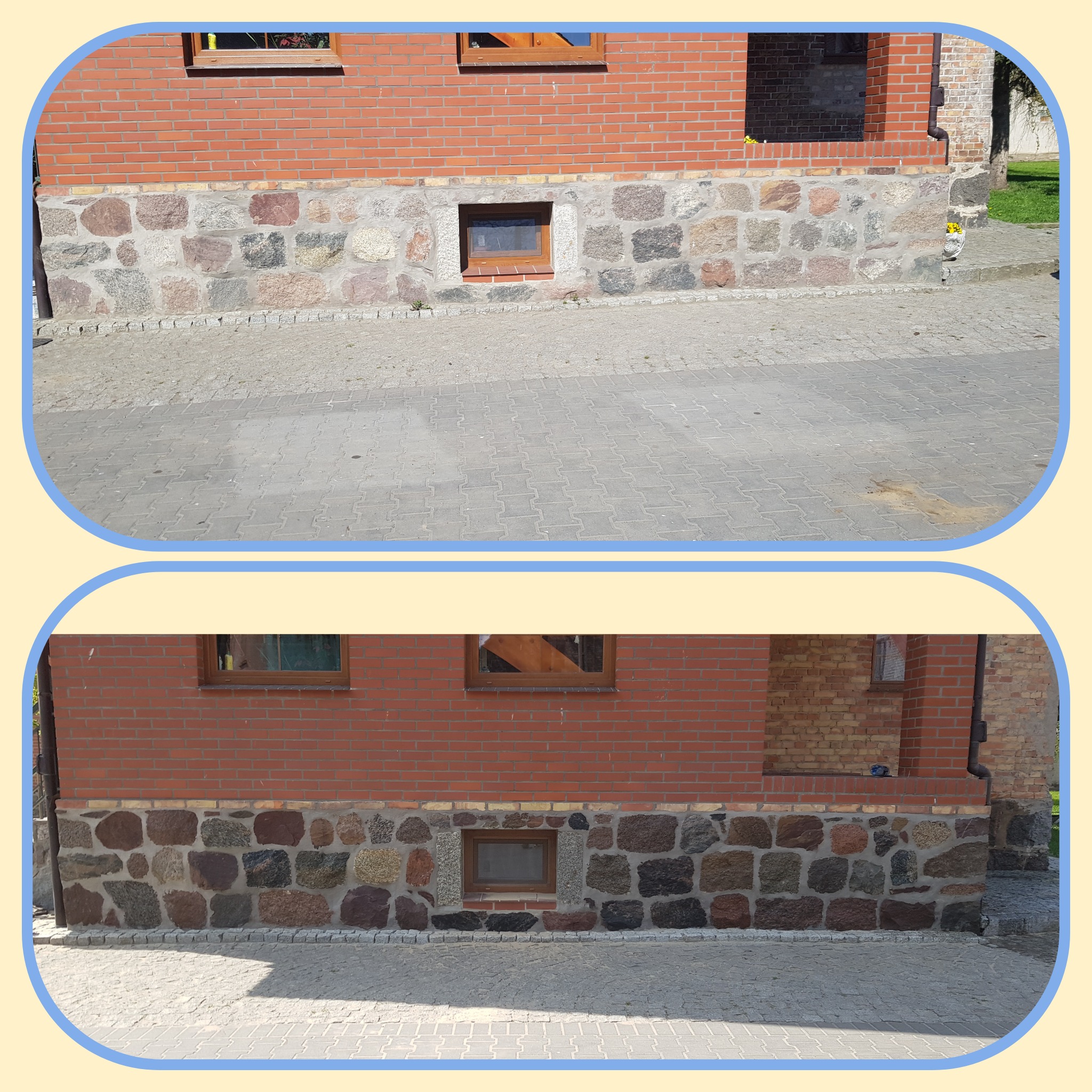 oczyszczony kamień (foto górne) po impregnacji kamień (foto dolne)