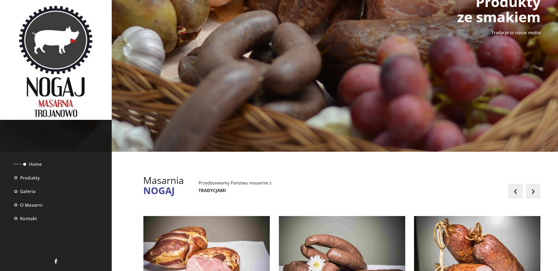 Zlecenie strony Masarnia Nogaj, wykonane kodem HTML bez wsparcia silnika typu WP.