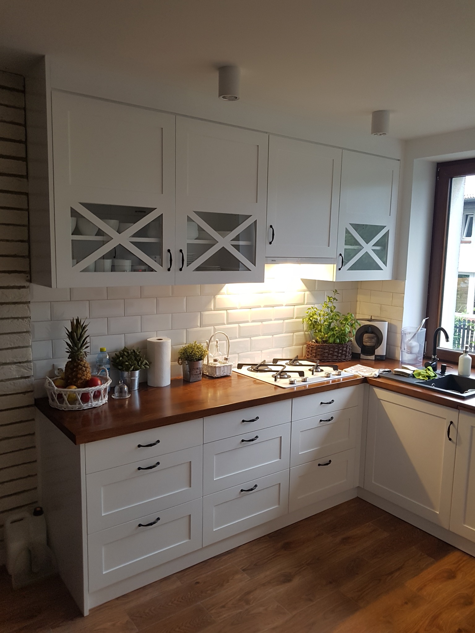 Fronty dębowe, blat lity jesion bejcowany