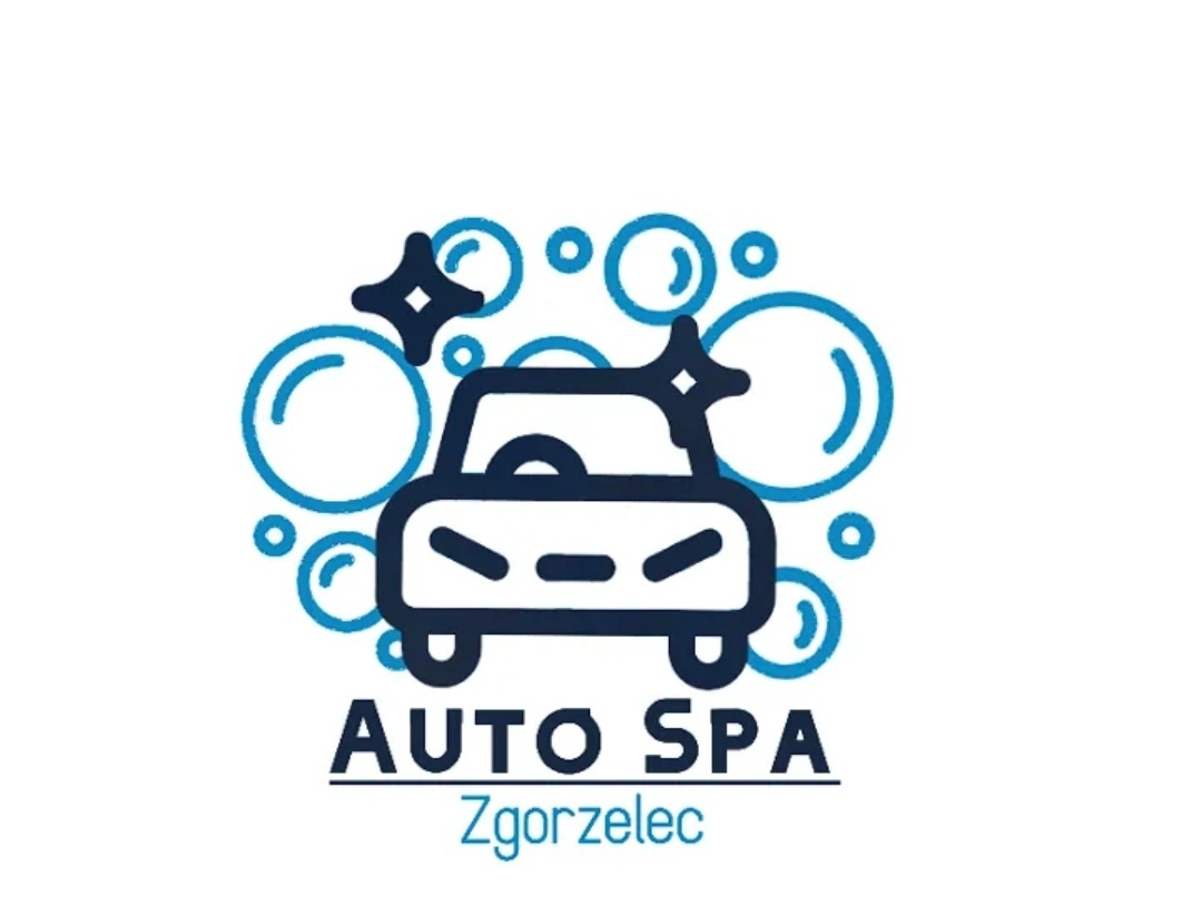 Ikonograficzne logo Auto Spa Zgorzelec przedstawiające stylizowany samochód otoczony bąbelkami i gwiazdkami, utrzymane w kolorystyce granatowo-błękitnej.
