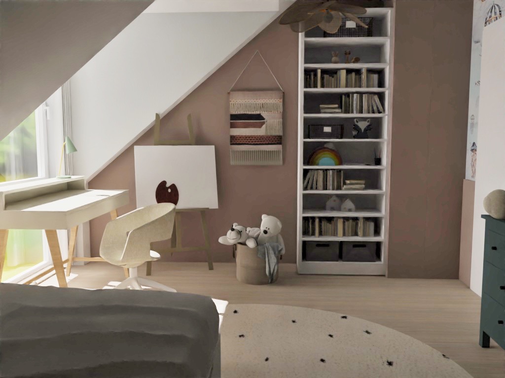 Projekt pokoju dziecięcego - wizualizacja poglądowa