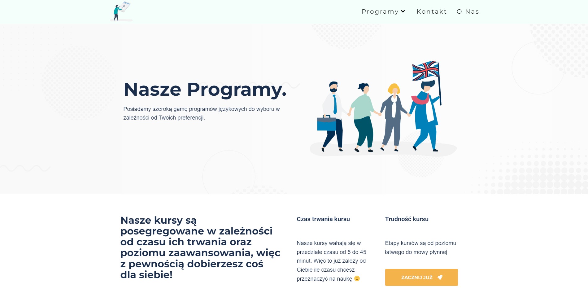 Kolejna strona z projektu strony dla szkoły językowej