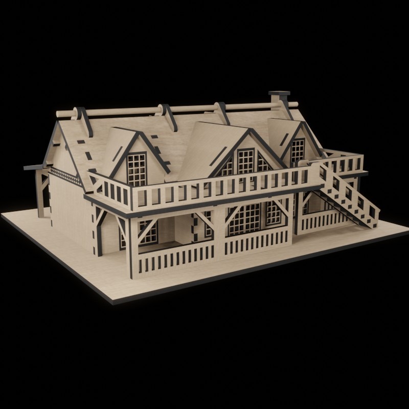 Bridge House - project wykonany w programie Blender do wyciecia modelu laserem