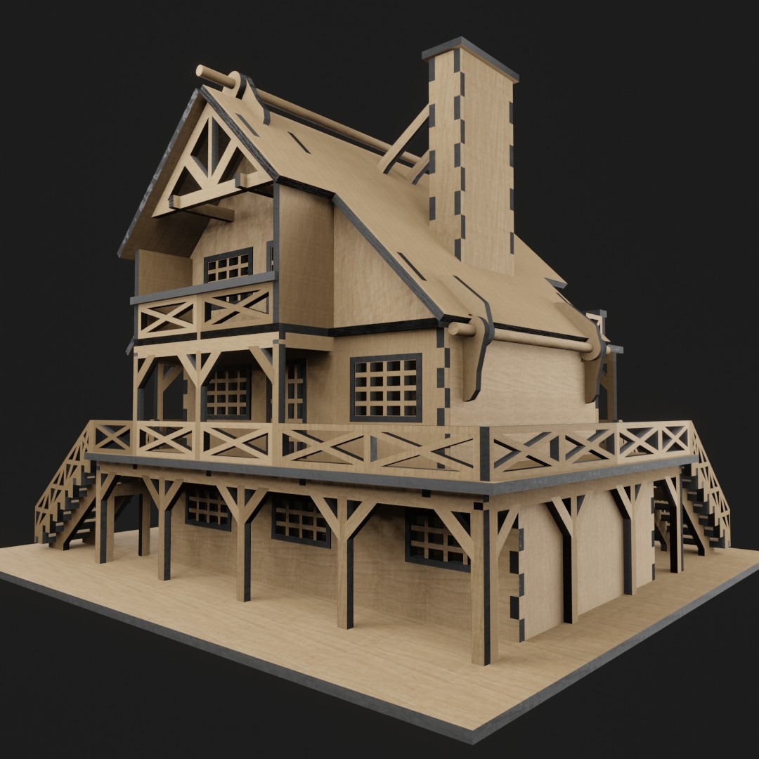 Cabinet House - Projekt do wyciecia laser, program Blender