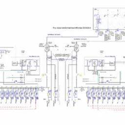 Schemat elektryczny stacji transformatorowej z rozdzielnicą SN typu TPM, zawierający szczegółowe oznaczenia kabli, transformatorów i zabezpieczeń.