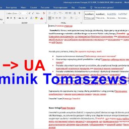 Wzór tłumaczenia z POLSKIEGO na UKRAIŃSKI
