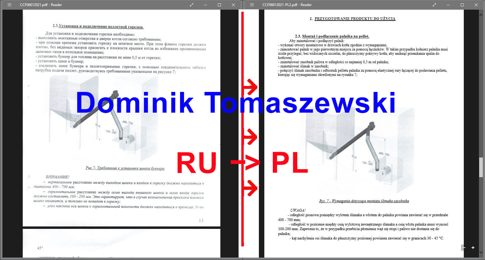 Wzór tłumaczenia z ROSYJSKIEGO na POLSKI