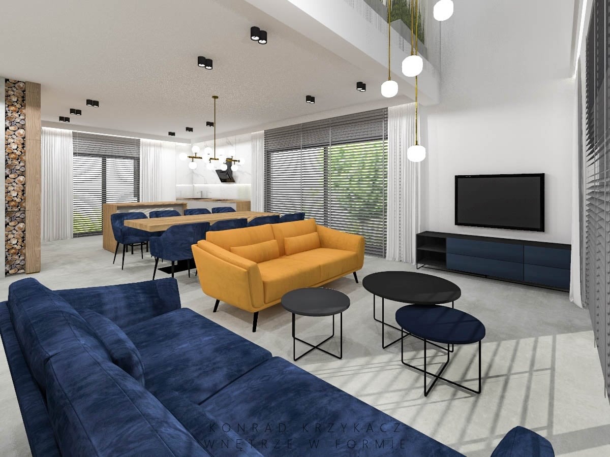 Projekt wnętrza domu jednorodzinnego.